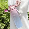 1 Liter Water Bottle with Straw Female Girls Large Portable Travel Bottles Sports Fitness Cup Summer Cold Water with Time Scale 4
