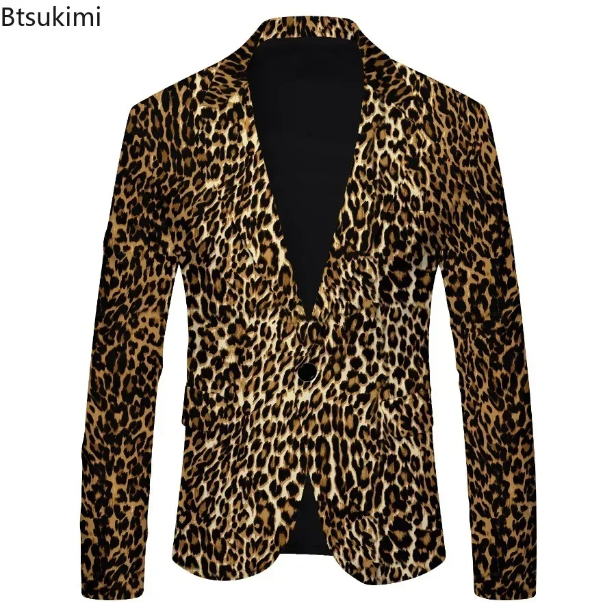 Men's Slim Fit Blazers Jacket Fashion Gradient Print Suit Coats Man Trend Streetwear Casual Party Stage Prom Costume Male