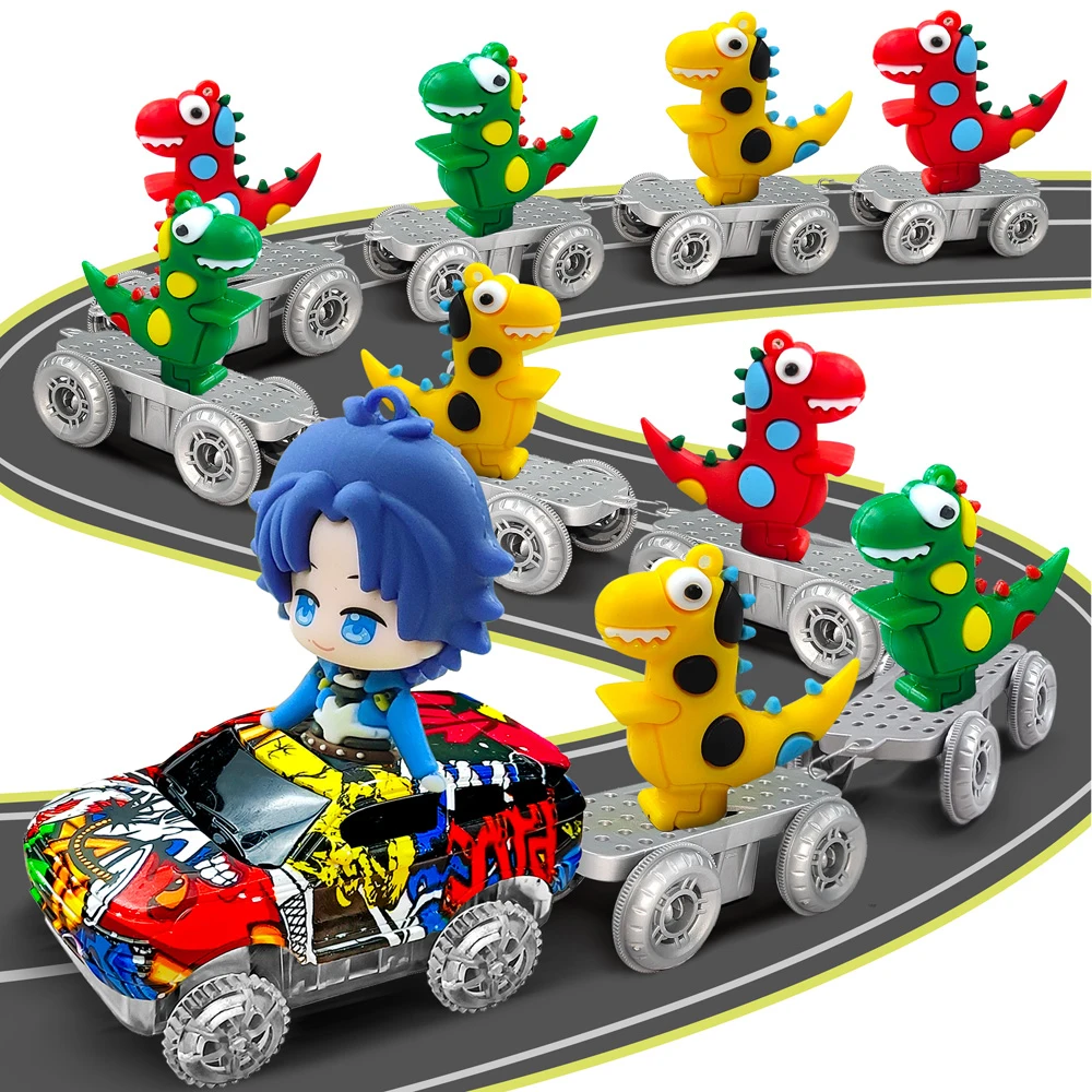 Christmas Dinosaur Toys Create A Dinosaur World Road Race-Flexible Track Santa Claus Car for 3 4 5 6 Year Up Old Boy Girls Gift