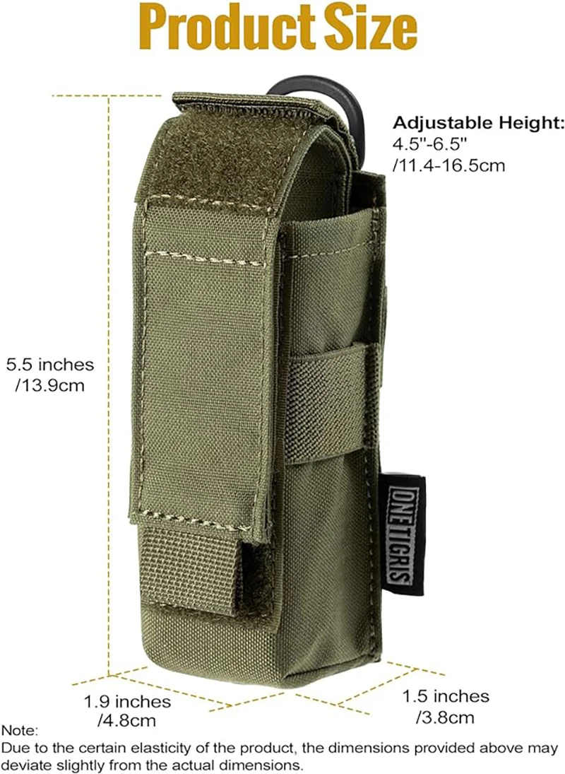 ONETIGRIS Flashlight Holster Flashlight Holder Molle Flashlight Holster Tactical Flashlight Pouch Holder for Belt 1000D Nylon