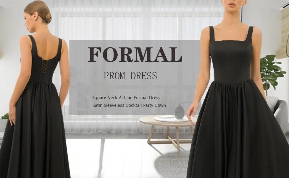 Square Neck A-Line Formal Dress 
