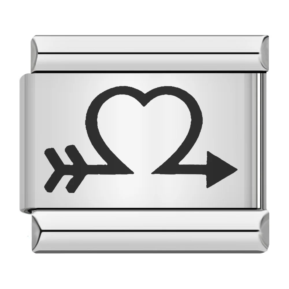 Fashion Romantic Heart I Love Dad Mum You Dogs Links Charm Fit 9mm Bracelet Stainless Steel Jewelry DIY Making Valentine's Day