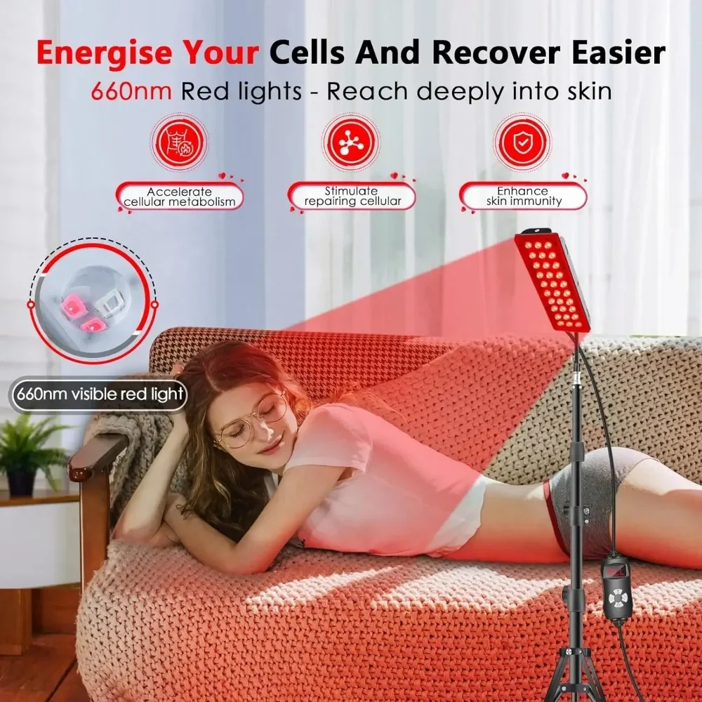With Stand Height Adjustable Bracket Red Light Lamp 660nm&850nm Red&Infrared Panel for Skin Beauty Health Body Fatigue Relief