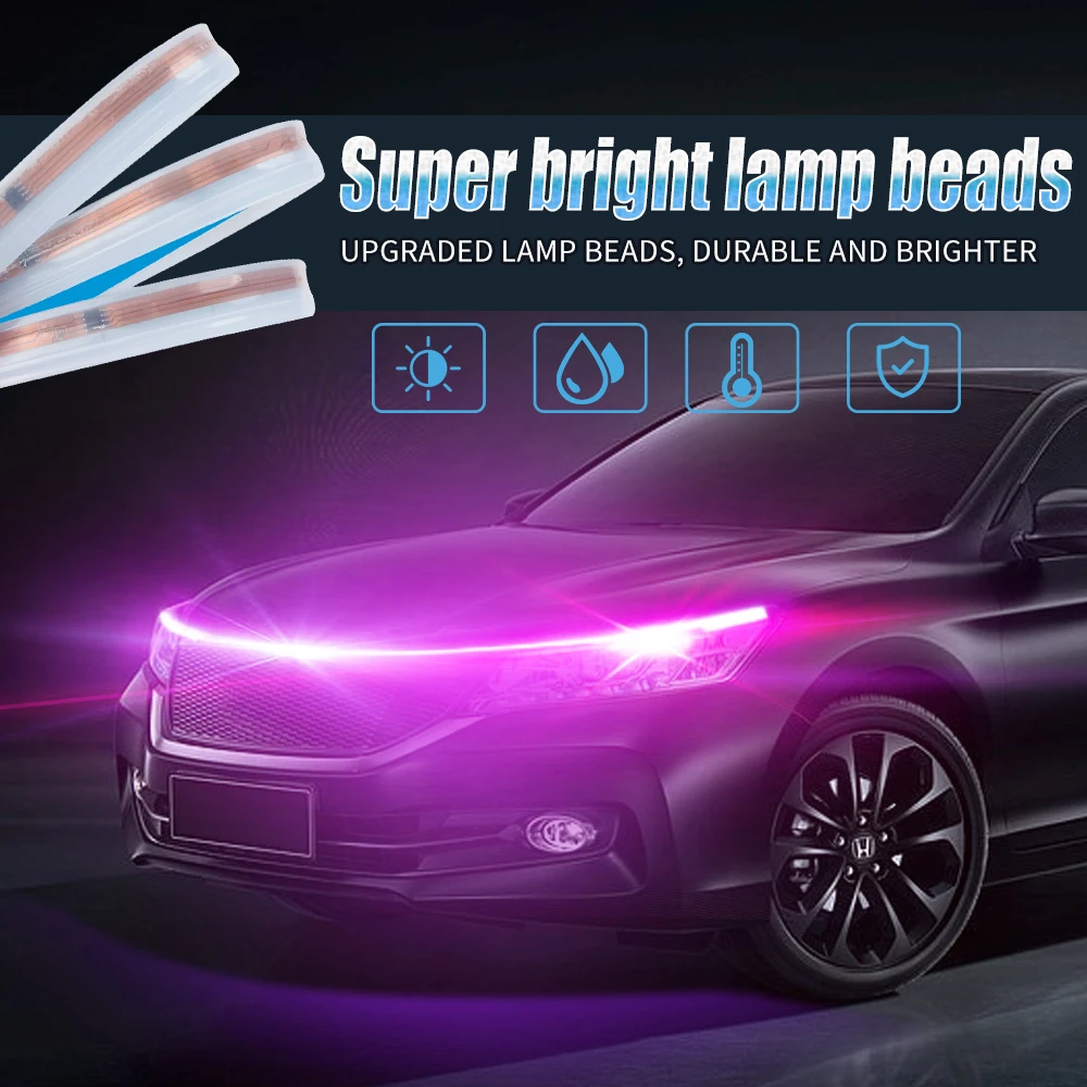 OKEEN 12V Car Hood Light Led Headlight Strips White DRL Daytime