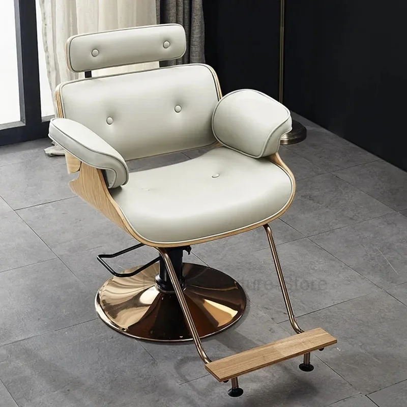 

Стул для салона красоты Barbershop, роскошное современное винтажное вращающееся кресло для салона красоты с золотыми ножками, коммерческая мебель