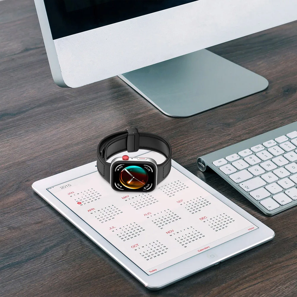 Premium Leather Magnetic Sport Strap for Smartwatches - Elegant Bracelet Accessory