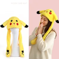 Pokemon Pikachu Kawaii Plush Moving Rabbit Ears Hat Kids Plush Hand Pinch Cap Moving Ears Hat with Earflap Girls Gift Winter Hat 4