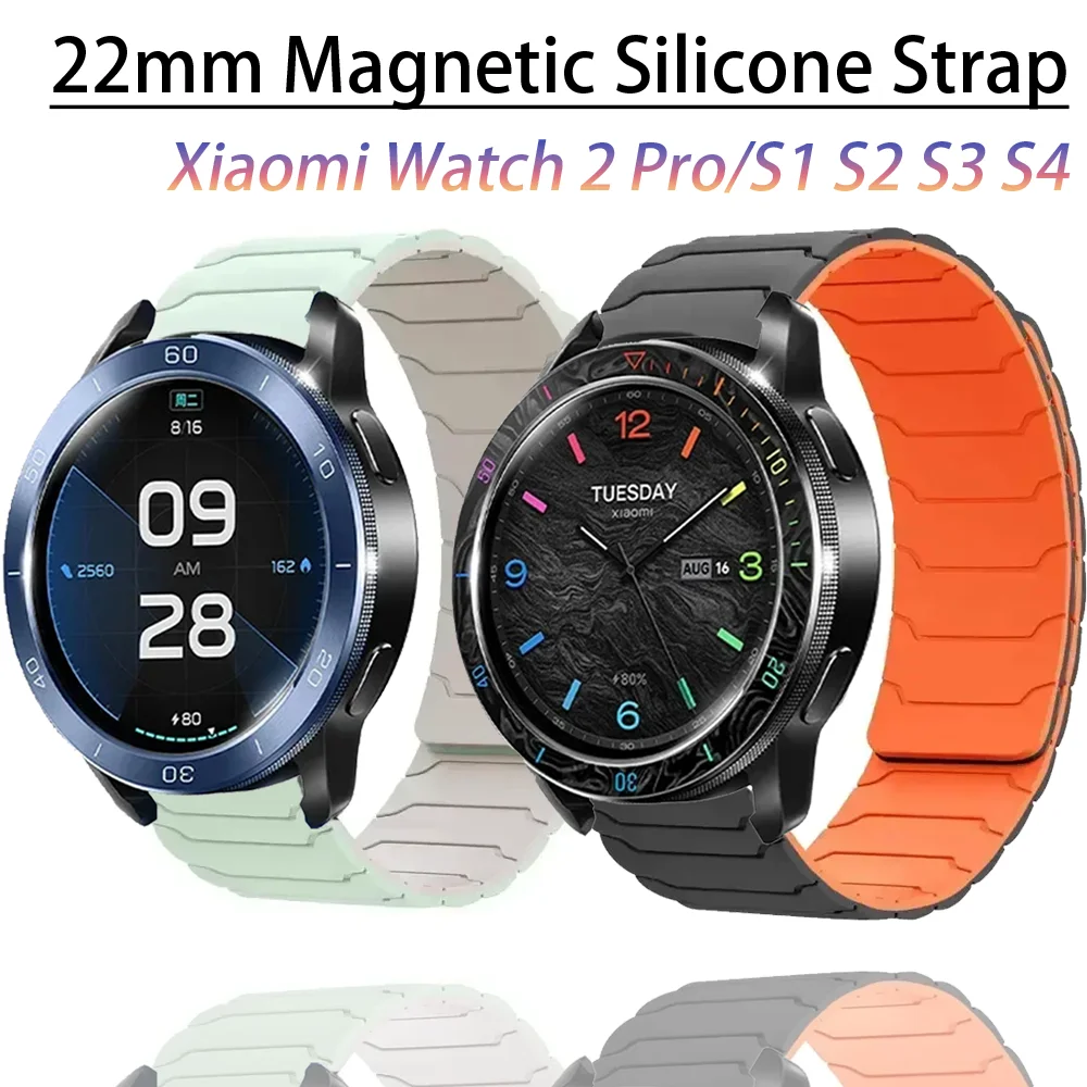 Magnetic Silicone Strap, 22mm - Universal Smartwatch Band Bracelet