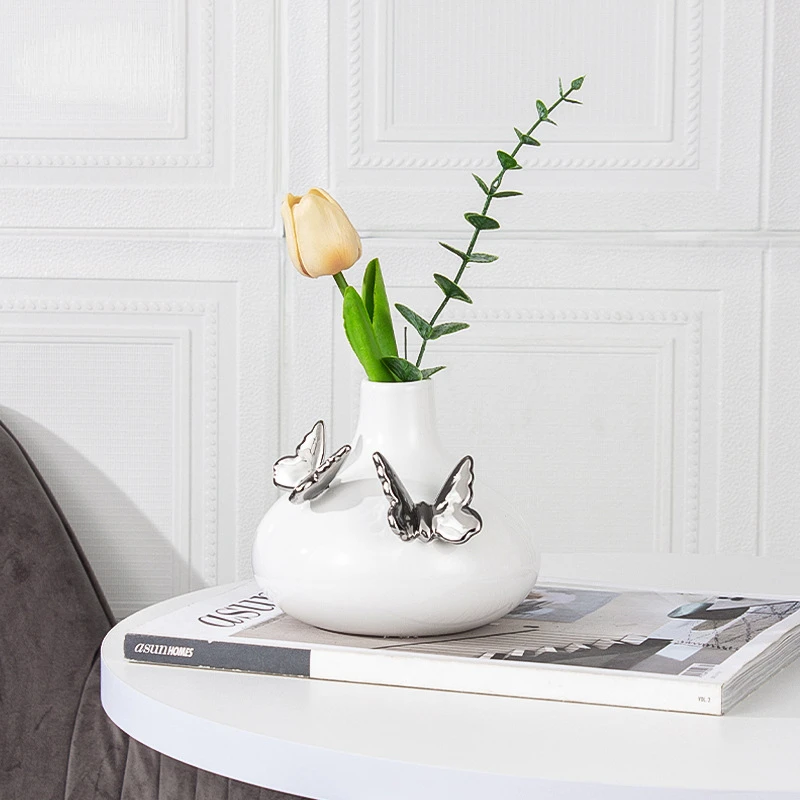 Ceramic Vase Embossed Butterfly Cartoon Butterfly Flower Vase Floral Arrangement Accessories Home Decoration Accessories 4