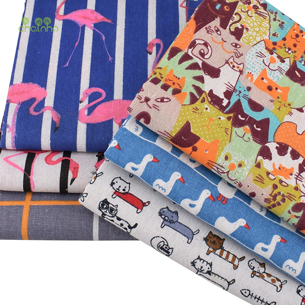Chainho,Printed Cotton Linen Fabric,DIY Sewing Quilting Material,Cloth For Table,Sofa,Curtain,Bag,Cushion,Furniture Cover,15CL18
