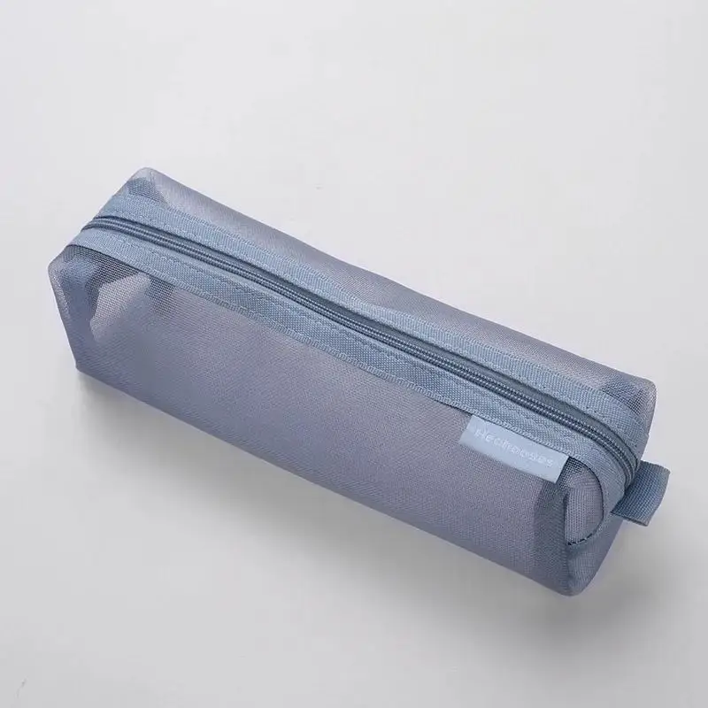 1Pcs 귀여운 미적 투명 메쉬 연필 케이스 학교 사무실을위한 대용량 지퍼 문구 정리함