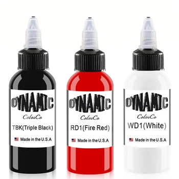Pigmento per Tatuaggi Nero Bianco Rosso 30ML, Inchiostro Professionale per Tatuaggi Fai-da-Te, Pigmento Permanente per Tatuaggi, Pigmento per Body Painting