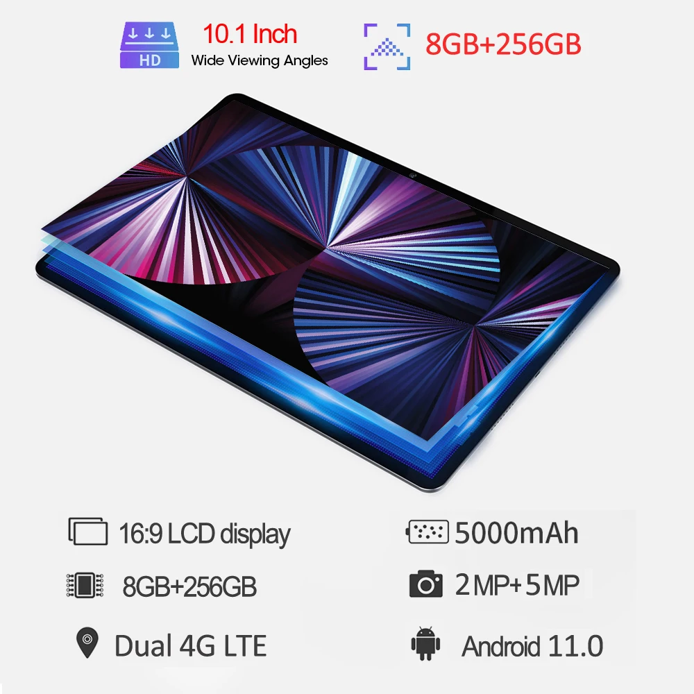 

2023 New 10.1 Inch Tablets 4G LTE Phone Call Google Play Octa Core 8GB/ 256GB ROM Wi-Fi Bluetooth GPS Type-C Android 11 Tablet