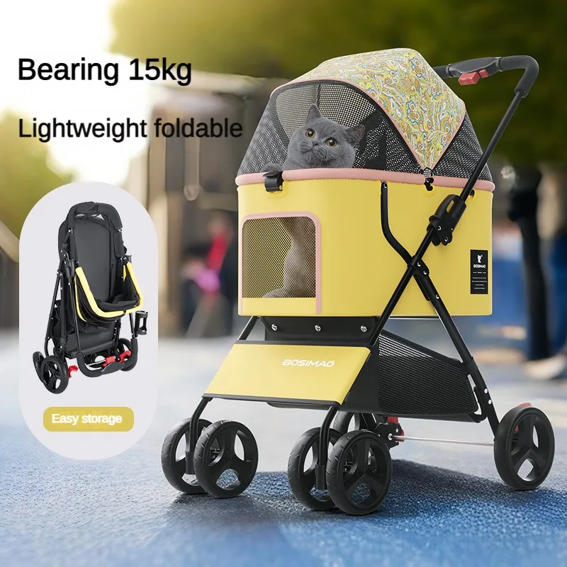 Portable Pet Stroller for Small and Medium-size Dogs Lightweight and Foldable with Large Space for Walking Dogs Outdoor Handcart