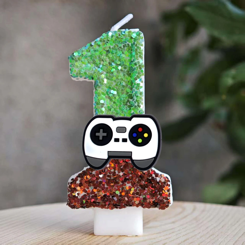 Gamepad-Kerzen Nummer 0-9 Geburtstagstorten-Dekoration Spiel-Geburtstagsparty Tortendekoration Baby-Shower-Deko Geschenk – Detail 2