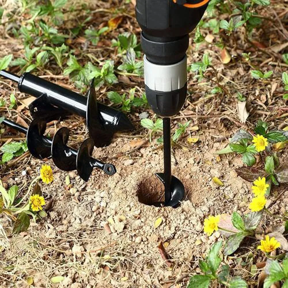 Paquete de 4 brocas para taladro de jardín, taladro de tierra, broca espiral para cavar agujeros. - Imagen 4