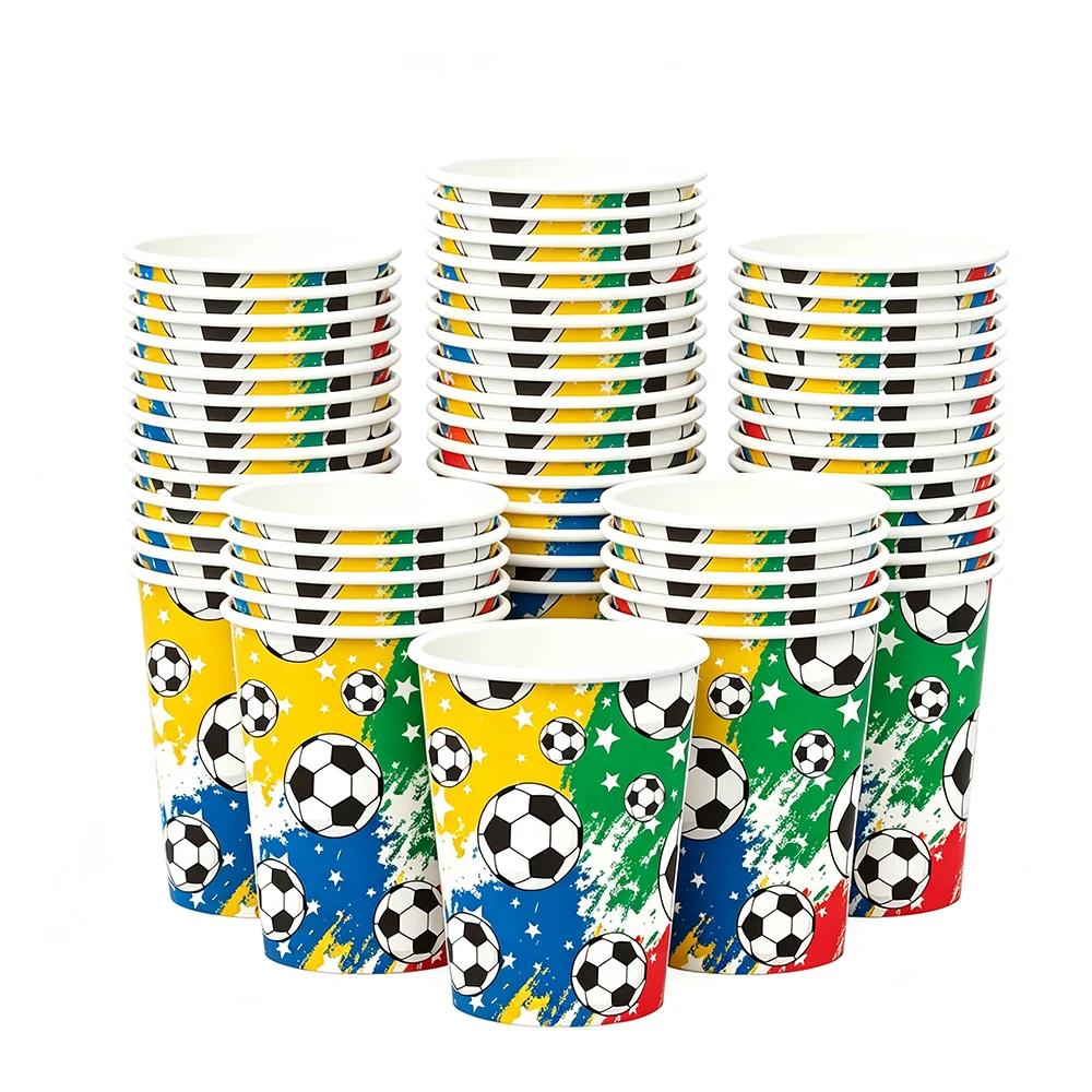 Disposable Soccer Party Paper Cups - Sports Birthday Party Decor Drink Supplies, Various Pack Sizes