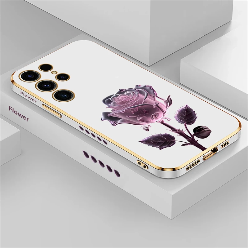 Luxury Rose Flower Silicone Shockproof Phone Case Cover