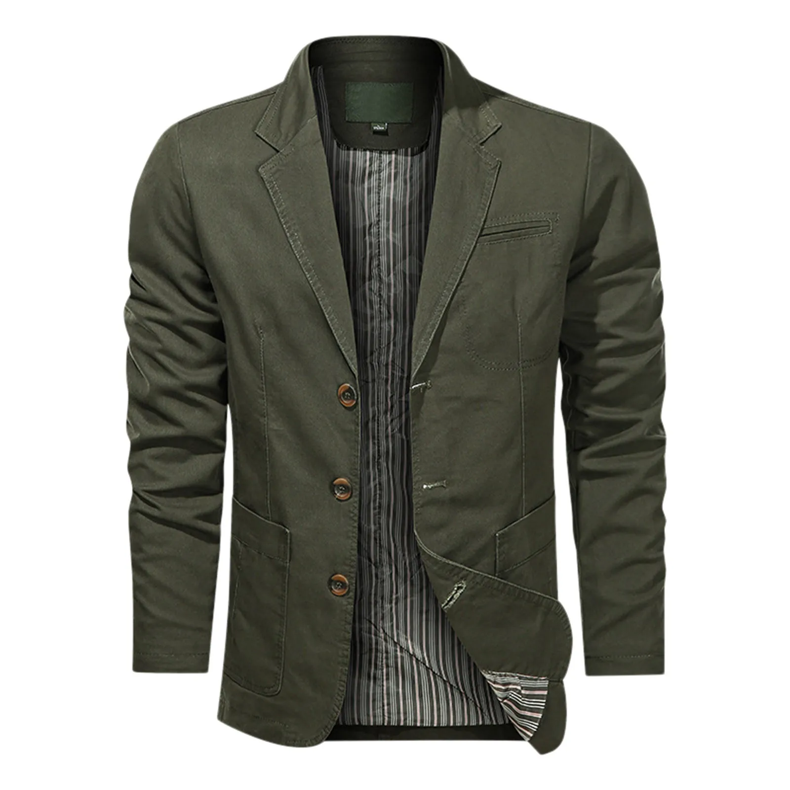 Cotton Business Work Wear Jacket Mens Lapel Single Breasted Cardigan Suit Coat Spring Solid Color Jackets Male Casual Overcoat