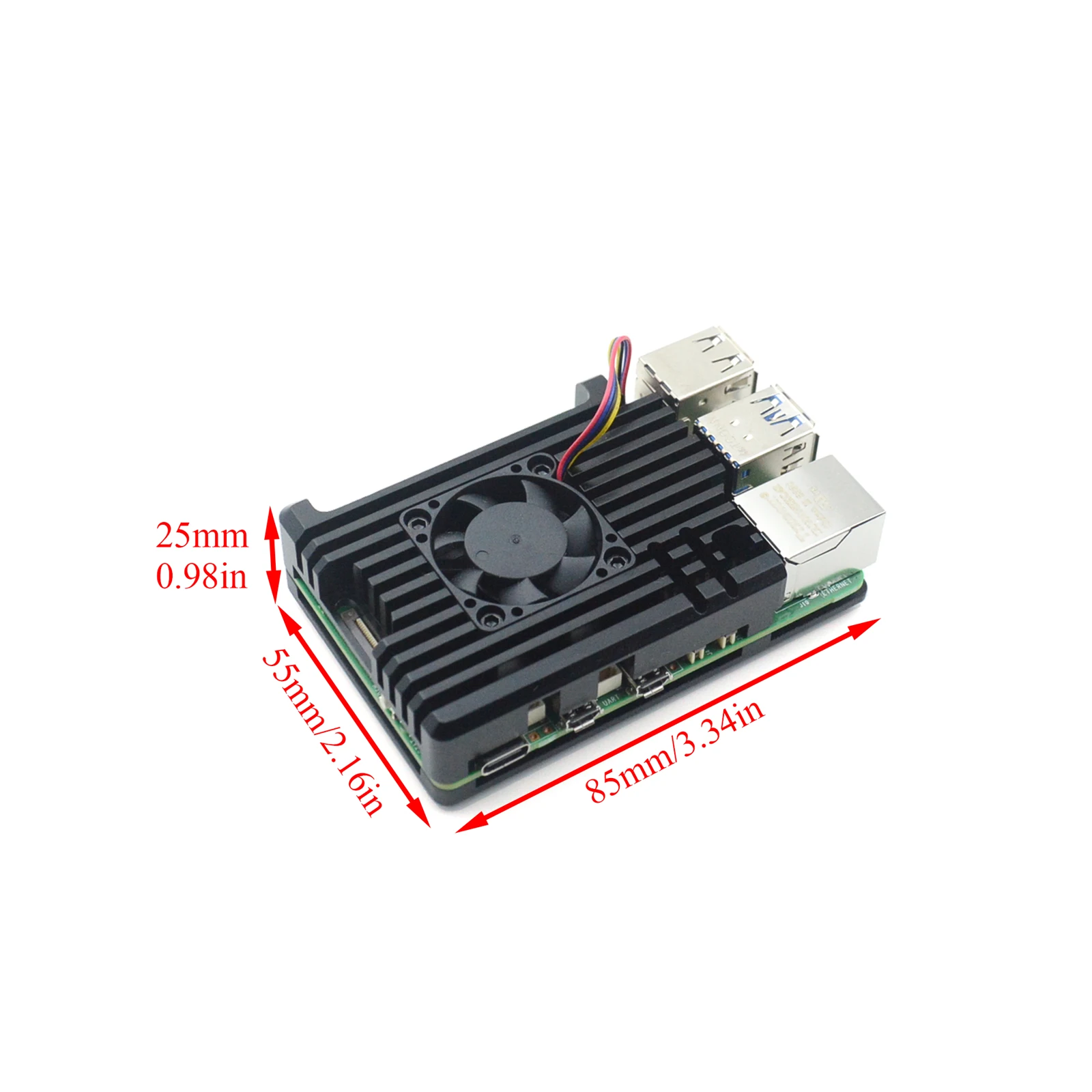 Funda de aleación de aluminio para Raspberry Pi 5, carcasa protectora de refrigeración con ventilador PWM