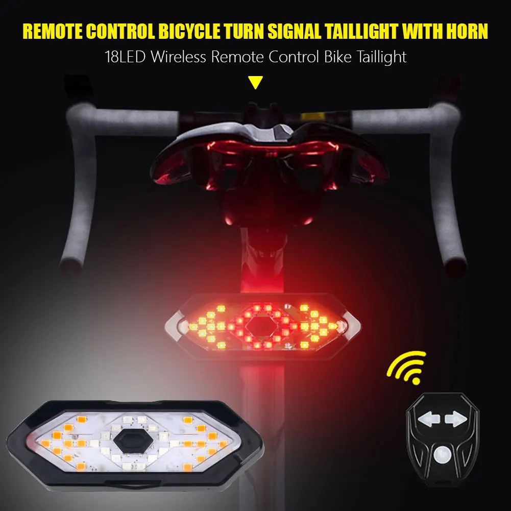 Remote Control Bike Taillight Usb Rechargeable Bicycle Tail Rear Light Turn Signal Braking