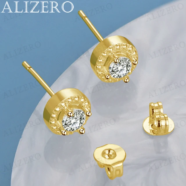 ALIZERO 18K Gold AAA Zircon Stud Earrings For Women Wedding Engagement Party Jewelry Gifts Fashion Charms Accessories