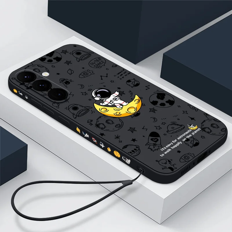 Spaceship Astronauts Soft Lanyard Phone Case Cover