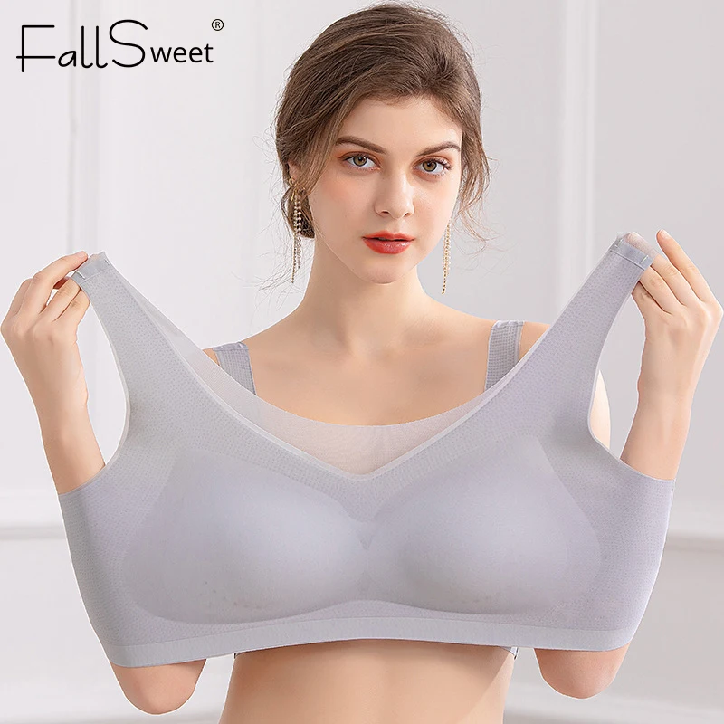 

Fallsweet Sexy Bras For Women Seamless Lingerie Plus Size Tops With Padded Soild Color Wire Free Bralette M to 5XL