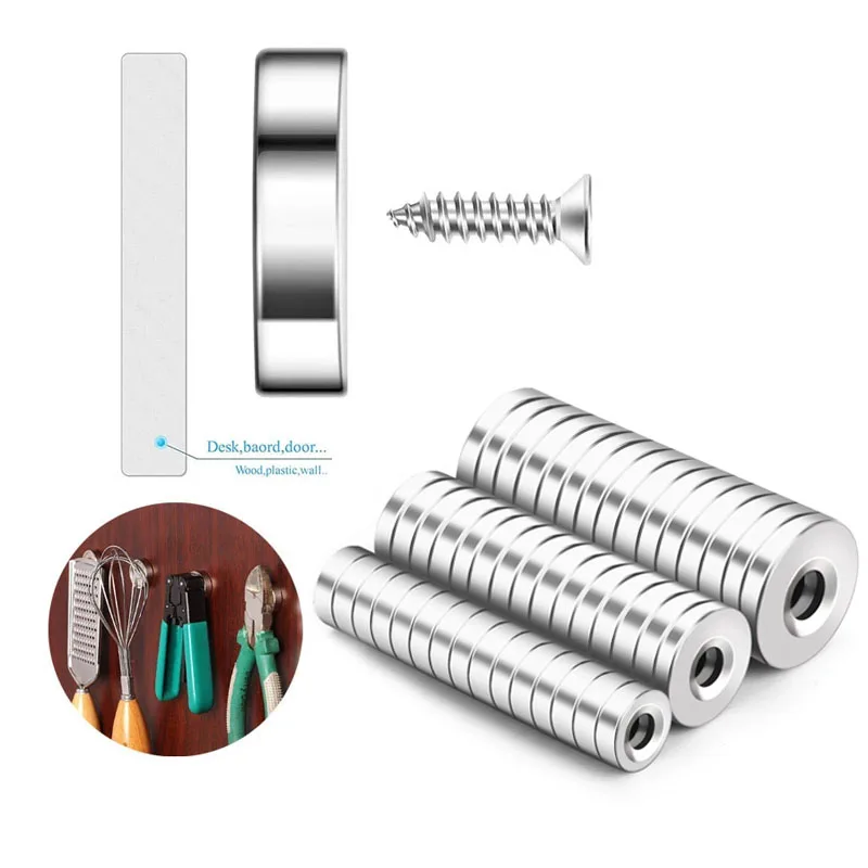 15x3mm Hole Neodymium Countersunk Magnets-Super Strong Disc Magnets for DIY, Whiteboards, Crafts & Home Organization 5/10/20PCS