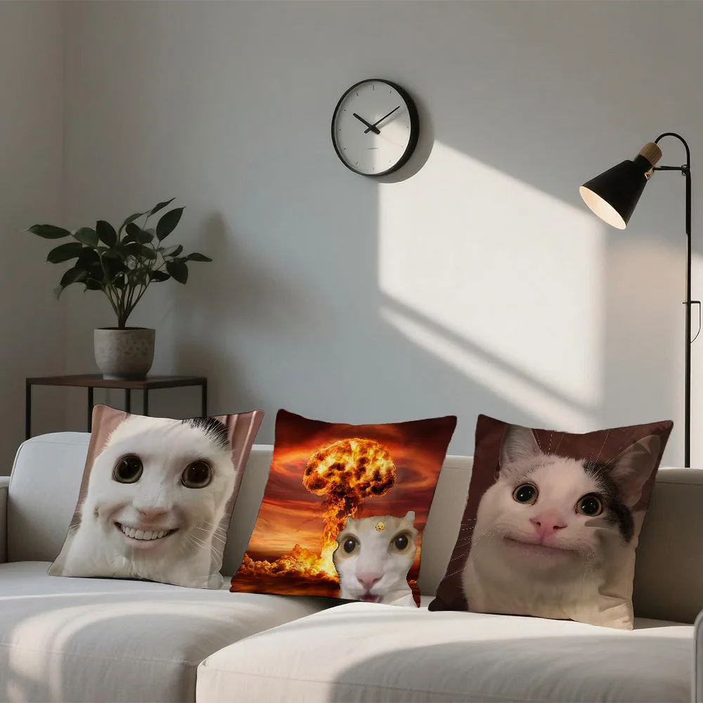 Humorous Cat Meme Skin-Friendly Sofa Cushion Cover