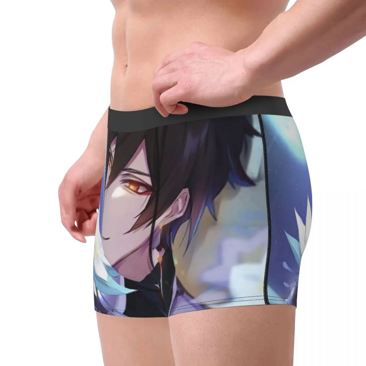Male Cool Handsome Zhongli Underwear Genshin Impact Anime Game Boxer Briefs Soft Shorts Panties Underpants 3