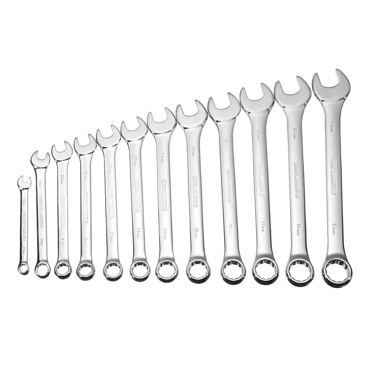 

12pcs Spanners Wrench Chrome Vanadium Steel Polished Tool Set Kit 6-19mm