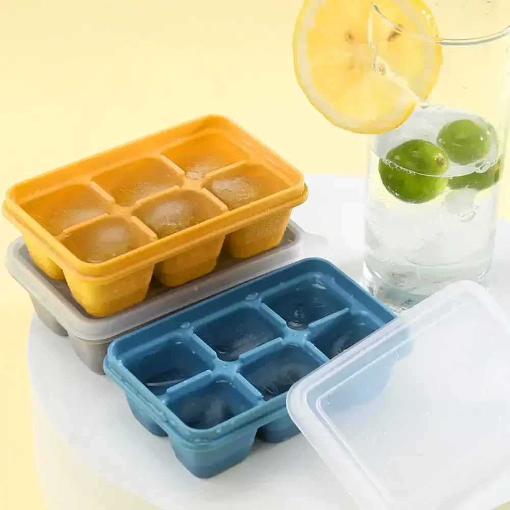 1PC Silicone Ice Cube Molds 6 Grid Trays Reusable Press Whiskey Ice Mold Ball Diamond Ice Mold Drinks Cooling Tools with Case