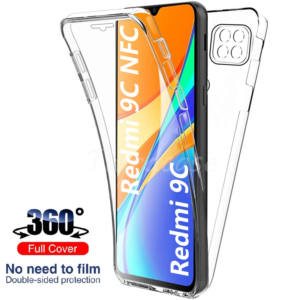360 Double Layer PC+Silicone Case for Xiaomi Redmi 9C NFC 9T 8A 9AT Full Body Cover Redmi Note 10 Pro Max 9S 8T 10s 9 Pro Fundas