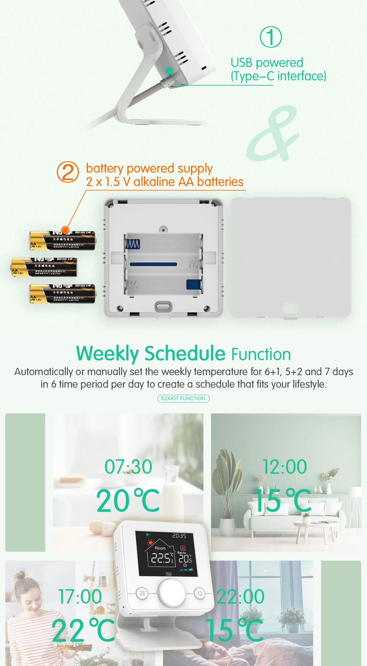 Tuya Smart-Termostato sem fio e receptor para