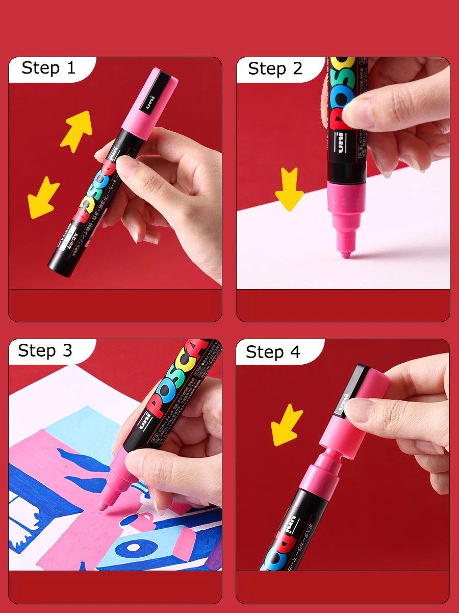 UNI POSCA Markers Set PC-1M 3M 5M Acrylic Paint Pen Drawing Graffiti Advertise Art Supplies
