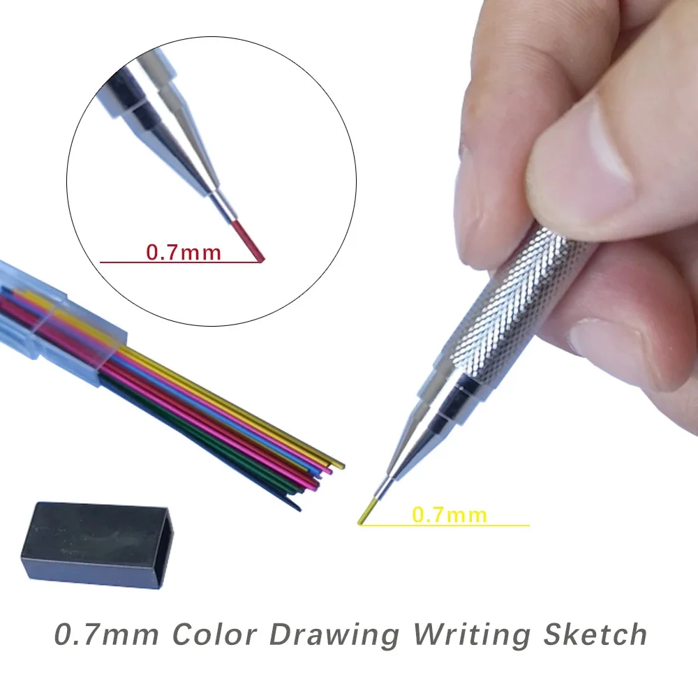 0.5 0.7mm Metal Mechanical Pencil Set With Lead Art Drawing Painting Automatic Pencil School Office Writing Supplies Stationery 4