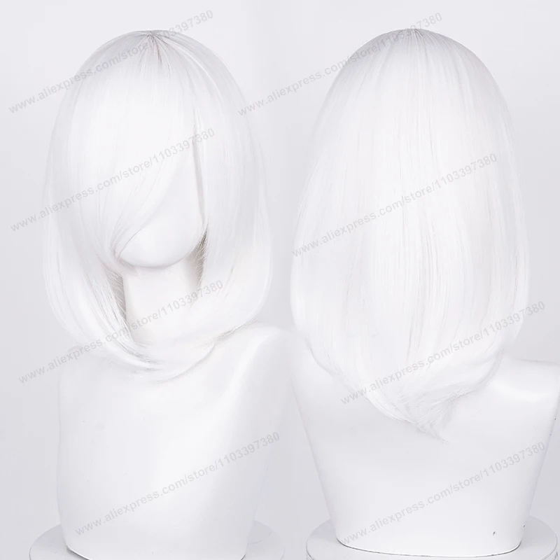 Anime 40cm Medium Basic Synthetic Bang Blond Cosplay Wig Black White Red Pink Green Brown Gold Blue Women Heat Resistant Hair