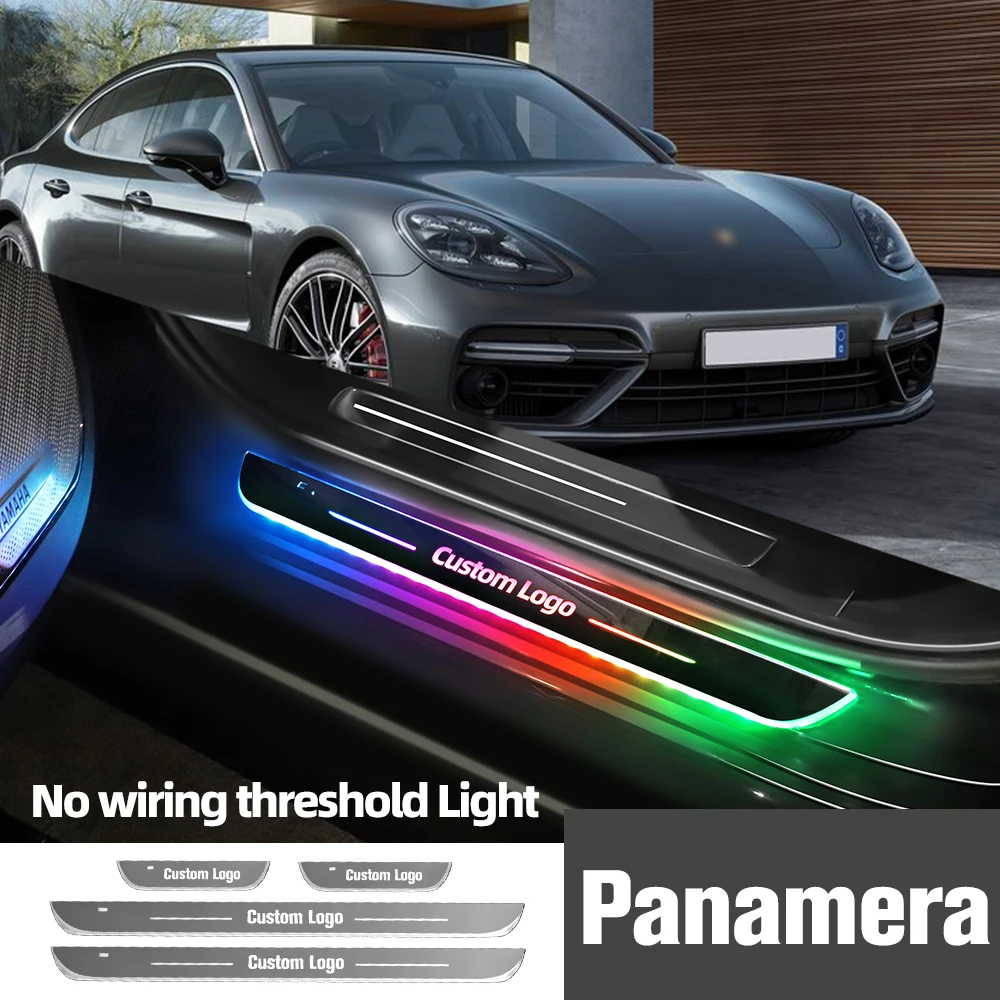 

For Porsche Panamera 970 971 2009-2019 2017 Car Door Sill Light Customized Logo LED Welcome Threshold Pedal Lamp Accessories