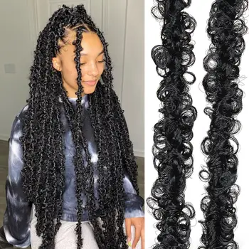 14/18/22/30 inch 1/3/8 Packs Distressed Butterfly Locs Crochet Hair, Soft Big Butterfly Distressed Locs Crochet Hair Synthetic 1