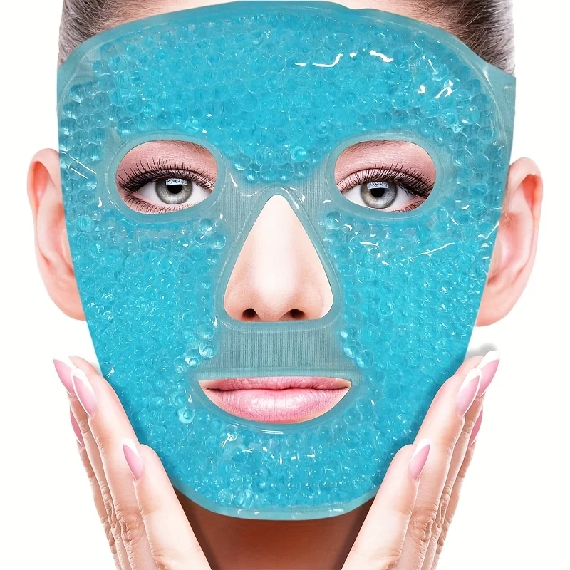Revitalizing Gel Ice Face Mask with Comfort-Fit Elastic Band - Hot/Cold Therapy for Relaxation and Skin Care