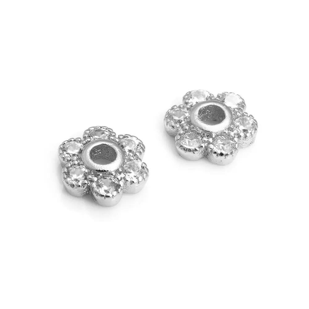 10 Uds. De latón y circonita de Color dorado de 18K, tapas de cuentas de flores, joyería, pendientes, suministros para hacer cuentas, accesorios Diy - details 3