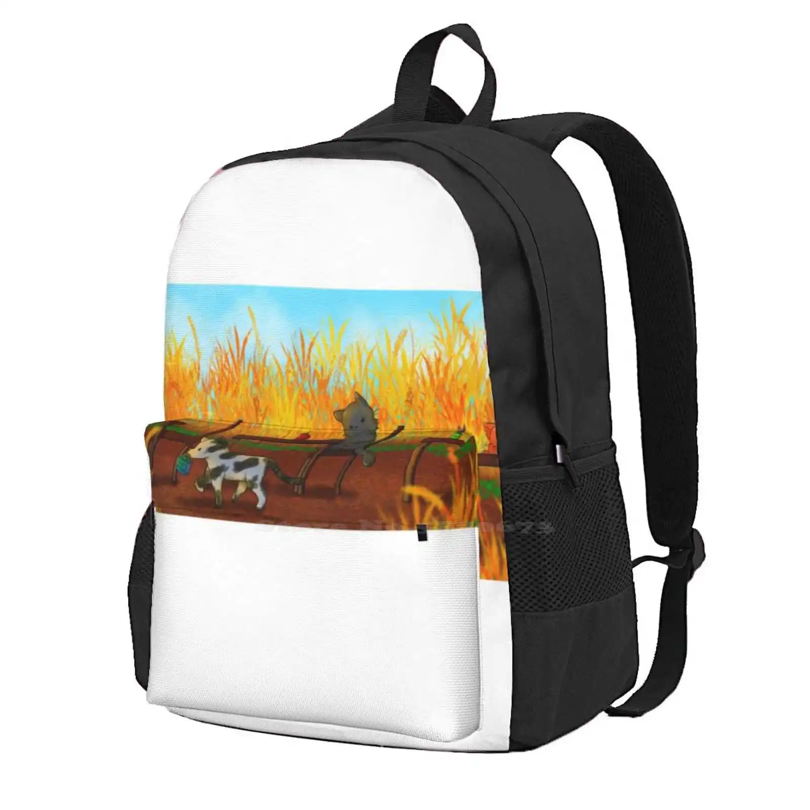 

School For Kittens 3d Print Design Backpack Student Bag Cats Kittens Golden Cute School Kitty Kitties