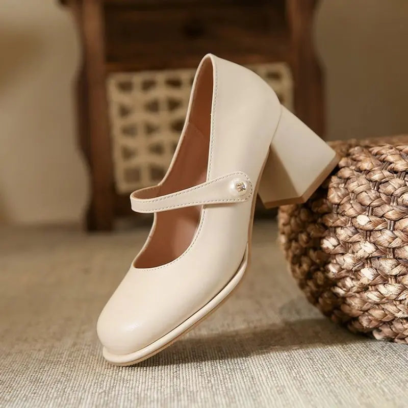 Ladies Shoes on Sale 2024 Closed Toe NEW  Women's High Heels Outdoor Elegant High Heels Square Heel Round Toe Shoes Female New