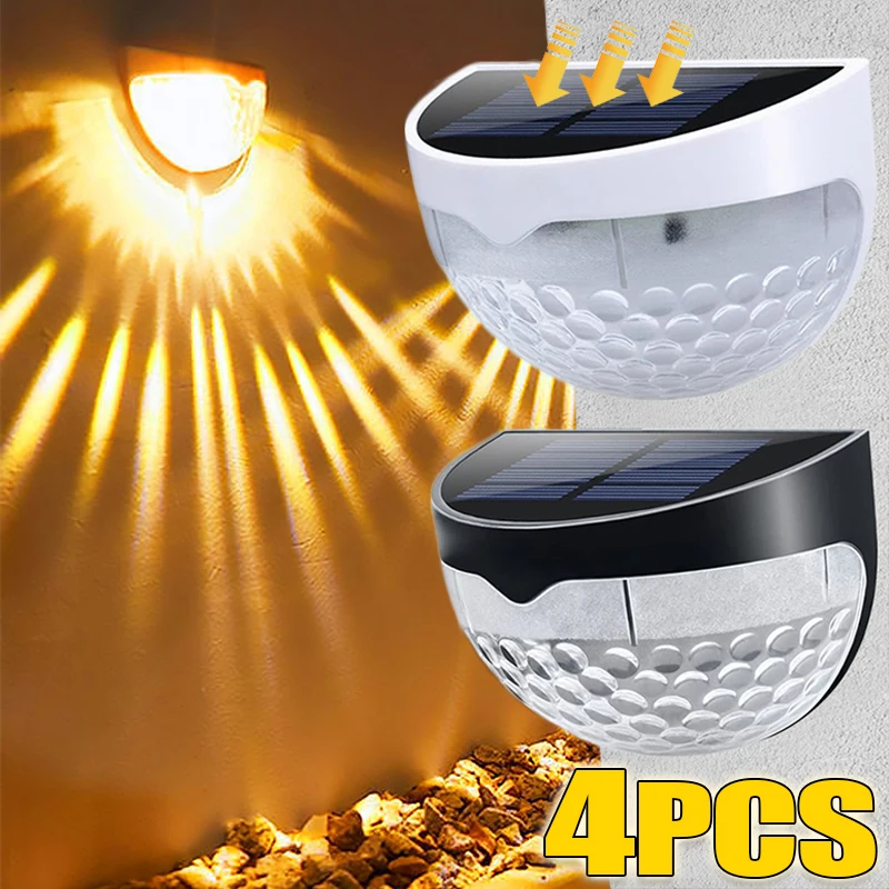 

4/2PCS Semicircle LED Solar Wall Lights Outdoor Waterproof Garden Courtyard Landscape Light Sunlight Powered Lamps Holiday Decor