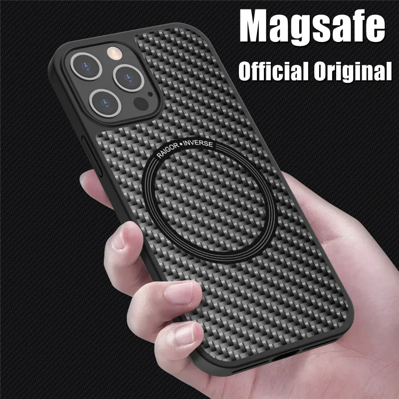 Real Carbon Fiber + Tpu Magsafe Case Cover For Iphone 12 13 Pro