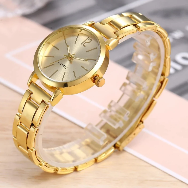 Fashion Women Elagant Watch Casual Simple Steel Strap Quartz Watch Love Bracelet 2pcs Set Luxury Temperament Wristwatch Reloj 6