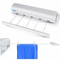 Spring automatic retractable four or five lines clothesline drying rack towel with hooks flexible laundry hanger 2