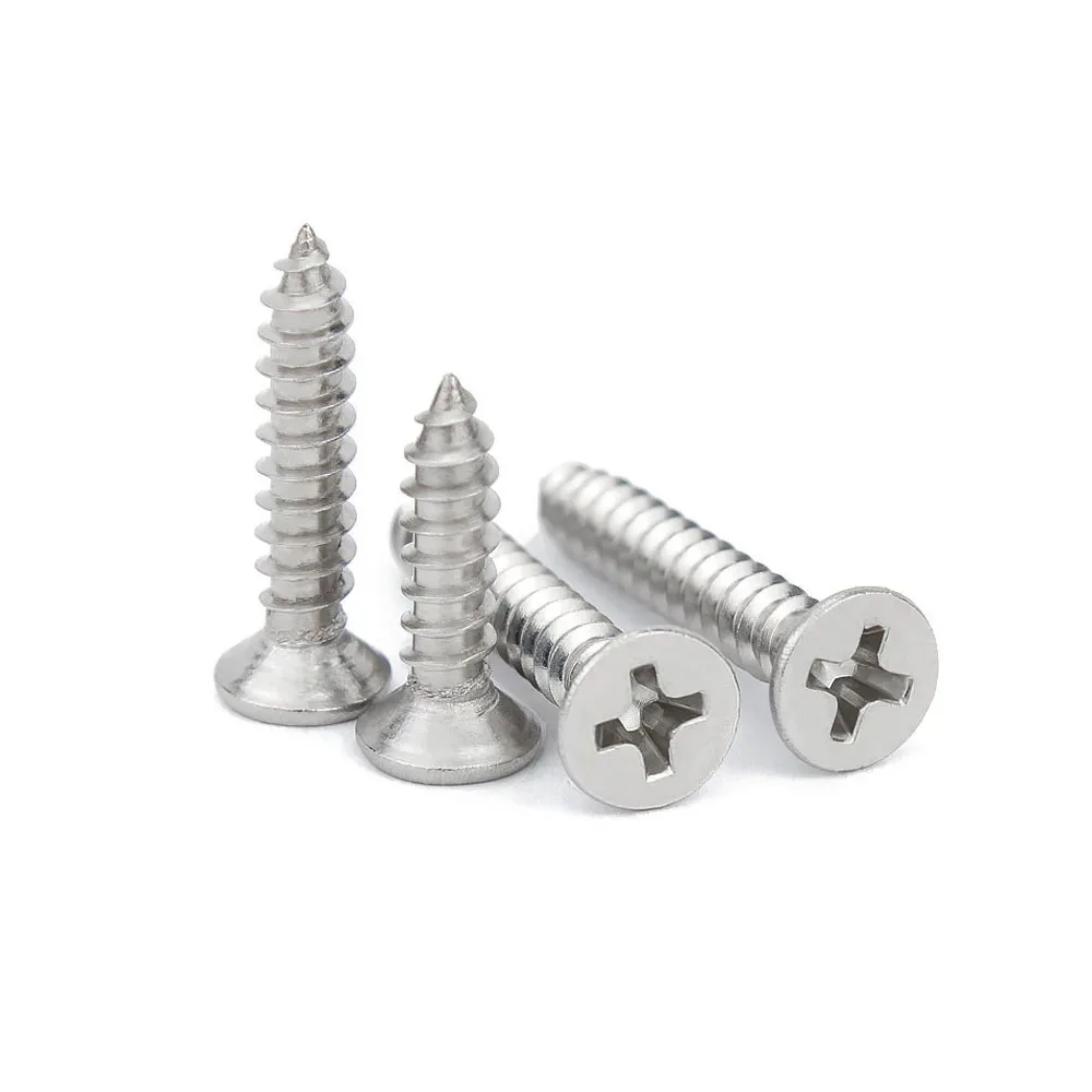 M3,5 M4,2 M4,8 M5 M5,5 M6,3 Kreuz Phillips Flachsenkkopf Selbstschneidende Schraube 316 Edelstahl Holzschrauben Set – Detail 2