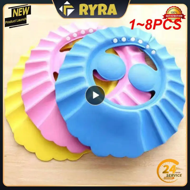 

1 ~ 8 шт. утолщенная детская шапка с козырьком для ванны регулируемый экран для мытья волос шампуня для детей водонепроницаемый